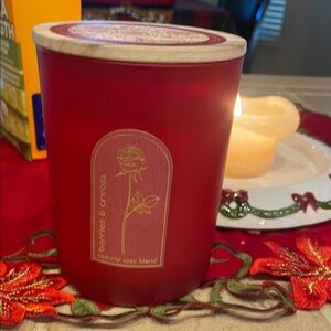 Red Scented Candle with Gold Design